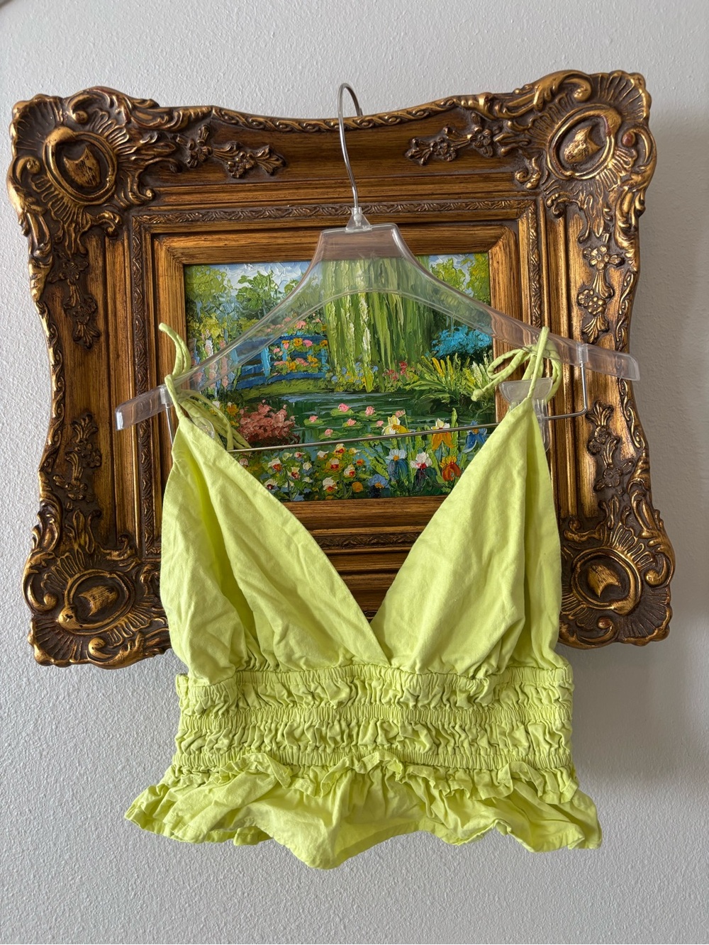Sim & Sam Lime Green Smocked Crop Top